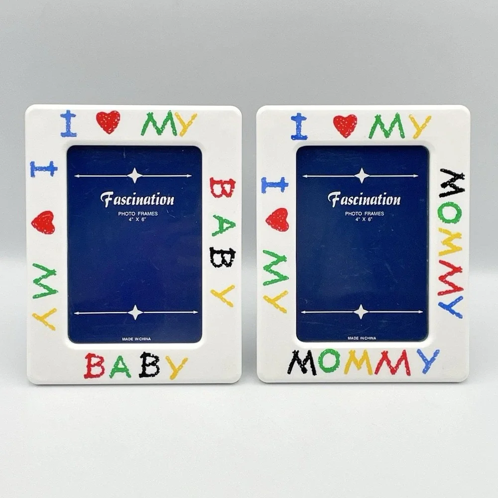 Vintage Fascination I Love My Baby Mommy 4x6 Photo Frames Set of 2 Colorful